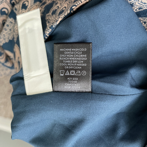 Ann Taylor Pencil Skirt Size 2 Teal Peacock Brocade Jacquard Tapestry Elegant - Picture 7 of 10